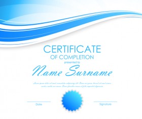 Blue styles certificate template vector 01
