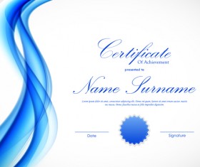 Blue styles certificate template vector 02