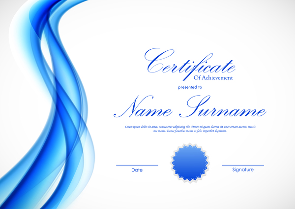 Blue styles certificate template vector 02