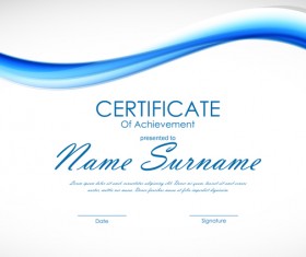 Blue styles certificate template vector 03