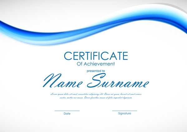 Blue styles certificate template vector 03