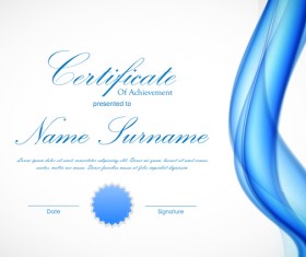 Blue styles certificate template vector 04