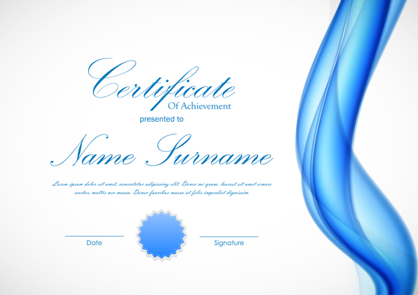 Blue styles certificate template vector 04
