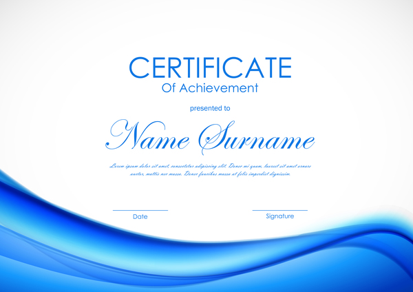 Blue styles certificate template vector 05