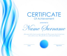 Blue styles certificate template vector 06