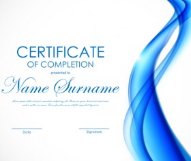 Blue styles certificate template vector 07
