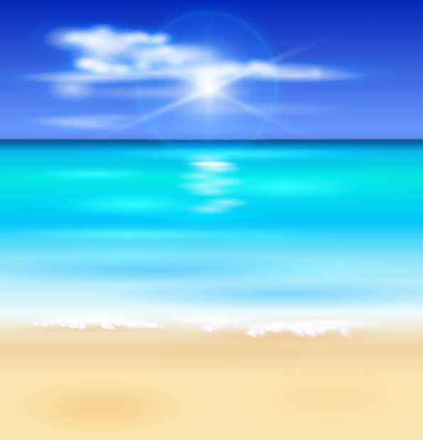 Blurs sea with beach background vectors