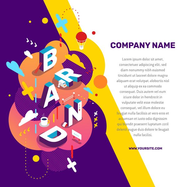 Brand business words illustration vector