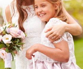 Bride and Flower Girl Stock Photo 01