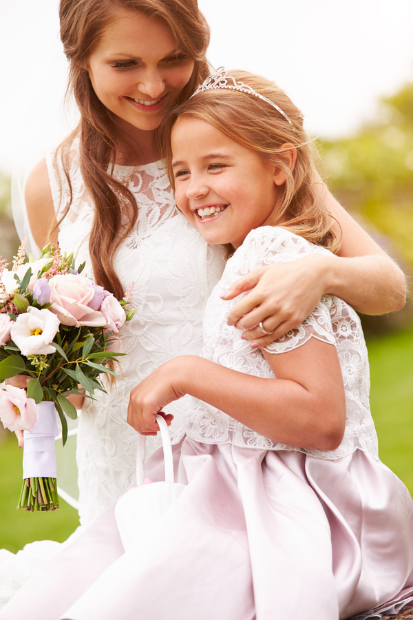 Bride and Flower Girl Stock Photo 01