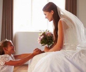 Bride and Flower Girl Stock Photo 02