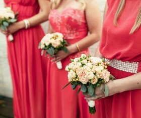 Bride and bridesmaid holding bouquet Stock Photo 07