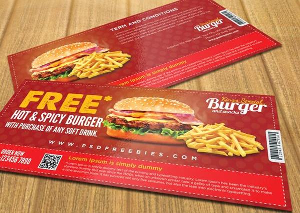 Burger Coupon Card Psd Template