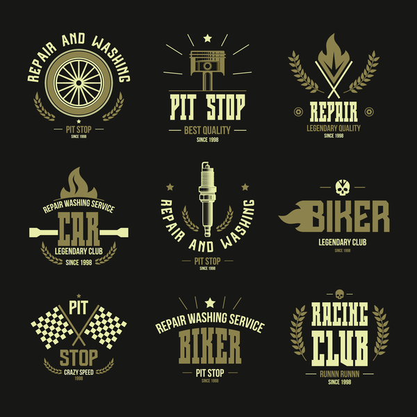 Car races and service badges and logo vector