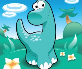 Cartoon cute dinosoures vector 02