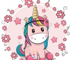 Cartoon cute unicorns vectors design 04