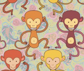 Cartoon monkeys seamless pattern vector 02