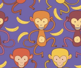 Cartoon monkeys seamless pattern vector 03