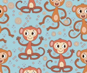 Cartoon monkeys seamless pattern vector 04