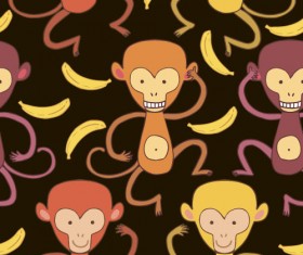 Cartoon monkeys seamless pattern vector 05