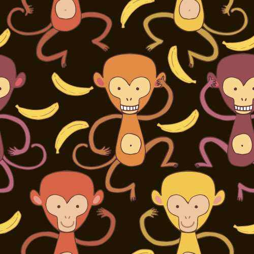 Cartoon monkeys seamless pattern vector 05