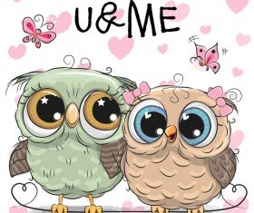 Cartoon owl lovers cute vector 02