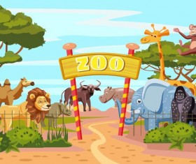 Cartoon zoo design vectors 01