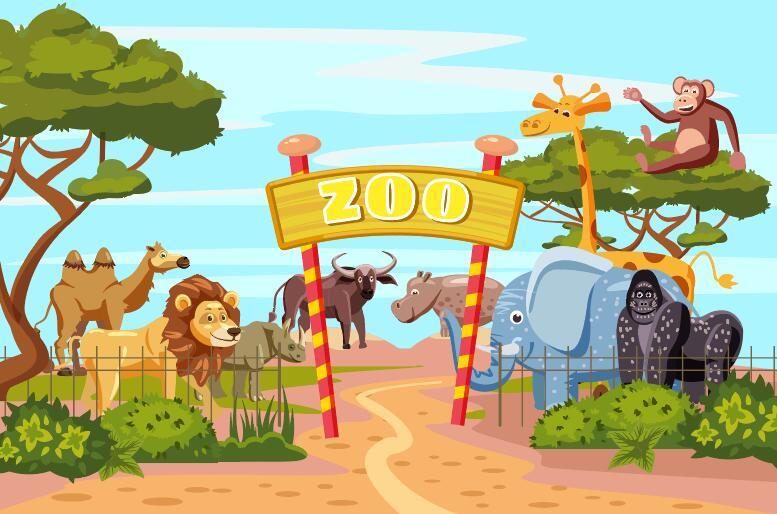 Cartoon zoo design vectors 01
