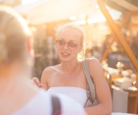 Chatting woman Stock Photo 02