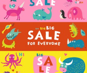 Children alphabet horozontal banners vector