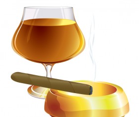 Cigar with wine vector 01
