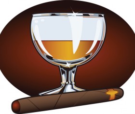 Cigar with wine vector 02