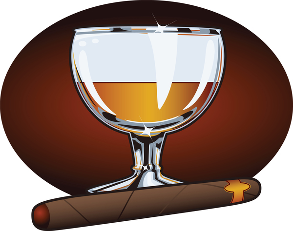 Cigar with wine vector 02