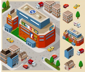 City buildings model flat vector 01