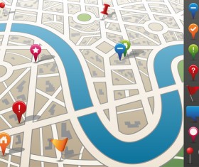City map with navigation vectors 01