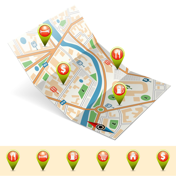 City map with navigation vectors 02