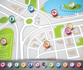 City map with navigation vectors 07
