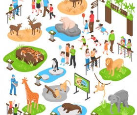 City zoo flat vector material
