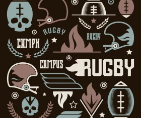 College rugby team badges skull vector