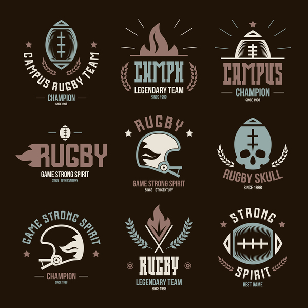 College rugby team badges vector