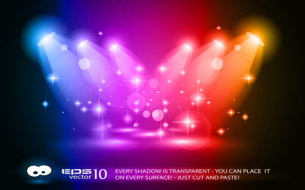 Colored magic spotlights effect vector 03