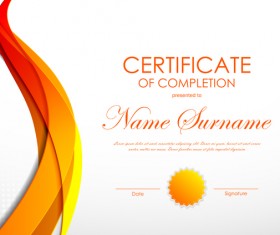Colored wave with certificate template vector 01