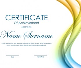 Colored wave with certificate template vector 03