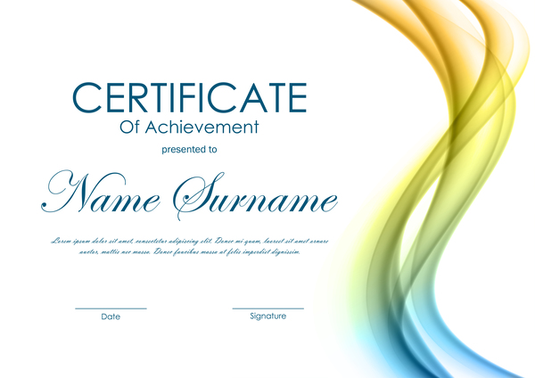 Colored wave with certificate template vector 03