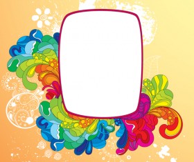 Colorful floral with frame vectors 01