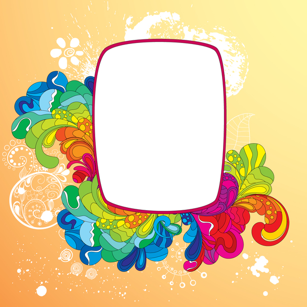 Colorful floral with frame vectors 01