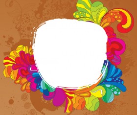 Colorful floral with frame vectors 02