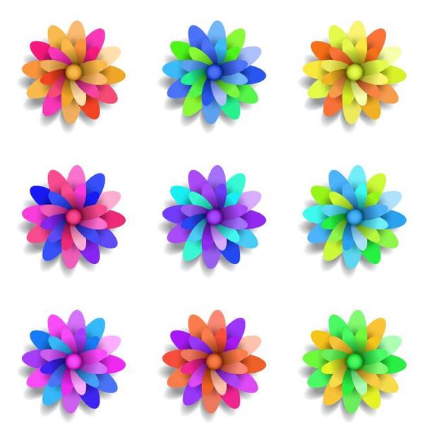Colorful flower vector set