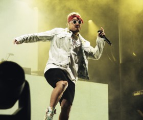 Concert performances of singer Stock Photo