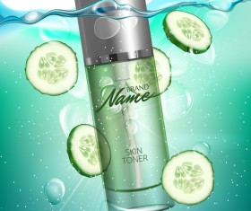 Cucumber cosmetic advertising poster vector
